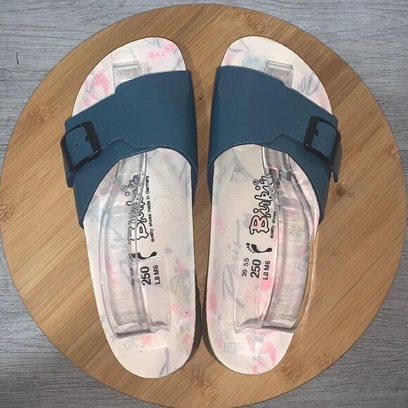 Birkenstock Birki's Madrid Size Ladies 8 Mens 6 Narrow Blue Strap Slip On Sandal - Picture 6 of 10